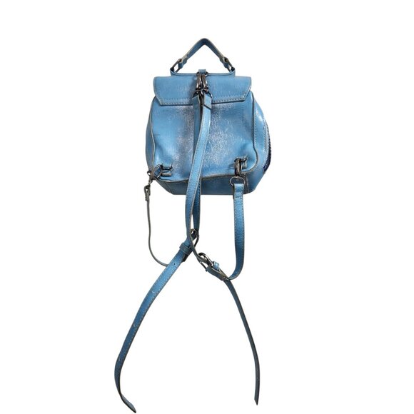 Anna Sui Cat Face Mini Leather Backpack Purse Blue Distressed Jean Bag Cute Ears - Picture 7 of 16